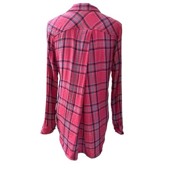 Cloth & Stone Pink Plaid Cotton Button Up Medium - Picture 2 of 4